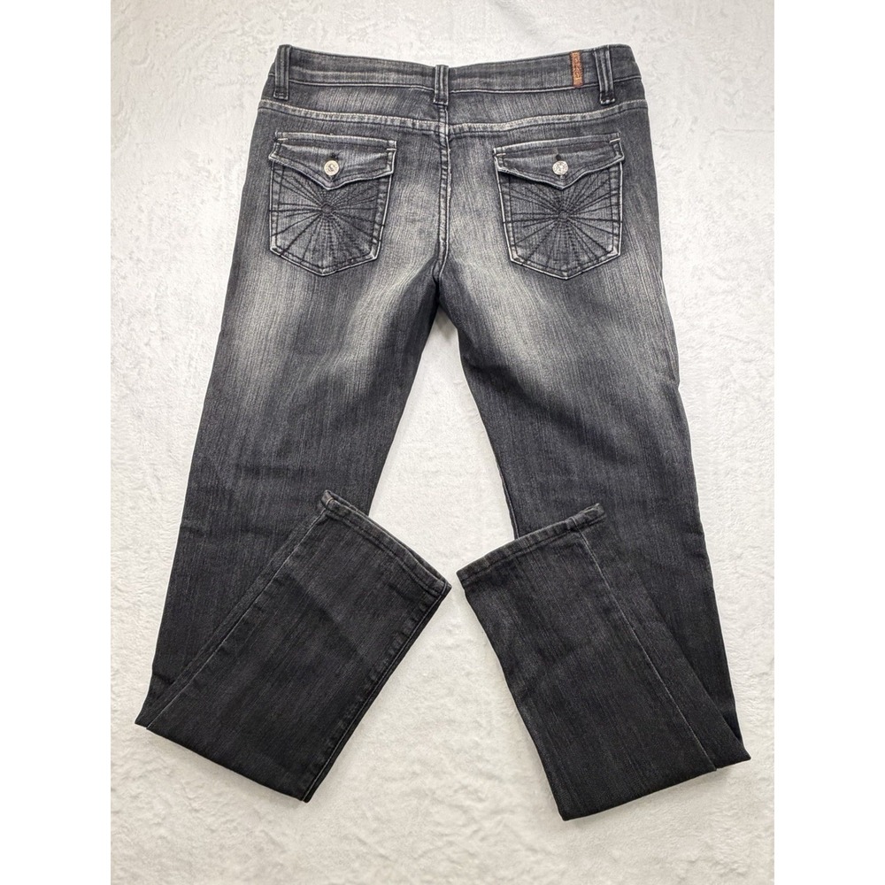 Sky Jeans, Black Distressed Women Size 13/14 Skinny 34x33 Flap Pockets